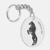 Black Wild Horse Sleutelhanger met aangepaste teks (Voorkant Links)