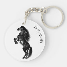 Black Wild Horse Sleutelhanger met aangepaste teks