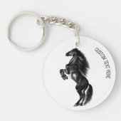 Black Wild Horse Sleutelhanger met aangepaste teks (Voorkant)