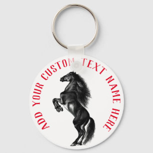 Black Wild Horse Sleutelhanger met aangepaste teks