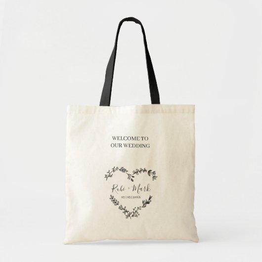 Black Wildbloemen en Branches Wedding Tote Bag (Voorkant)