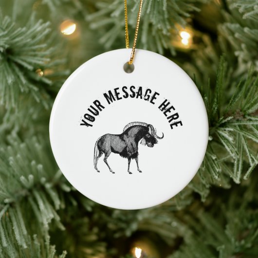 Black Wildebeest Simple Illustration Classic Keramisch Ornament (Boom)