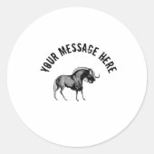 Black Wildebeest Simple Illustration Ronde Sticker (Voorkant)