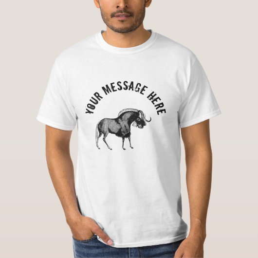 Black Wildebeest Simple Illustration T-shirt (Voorkant)