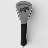 Black Wildebeest Simple Tekening Golfheadcover (Voorkant)