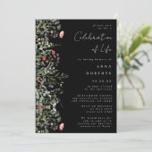 Black Wildflower begrafenis Kaart (Staand voorkant)