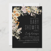 Black Wildflower Boho Baby shower Terracotta Kaart (Voorkant)