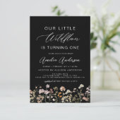 Black Wildflower Boho eerste 1e verjaardag Kaart (Staand voorkant)