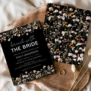 Black Wildflower Bruids Brunch Uitnodigingen