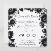 Black  Wildflower Floral Wedding Kaart (Voorkant)
