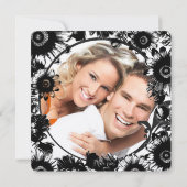 Black  Wildflower Floral Wedding Kaart (Achterkant)