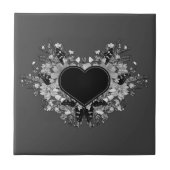 Black Wildflower Heart Tegeltje (Voorkant)