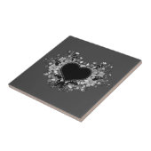 Black Wildflower Heart Tegeltje (Zijkant)