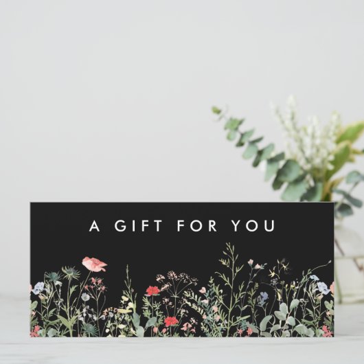Black Wildflower Meadow Cadeaubon (Staand voorkant)