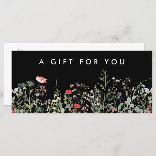 Black Wildflower Meadow Cadeaubon (Voorkant / Achterkant)