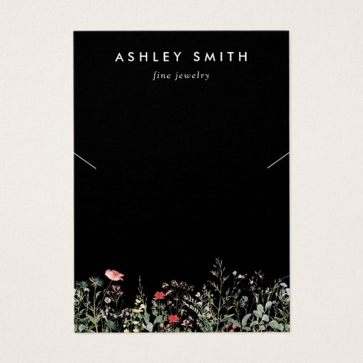 Black Wildflower Meadow Ketting Display Kaart (Voorkant)