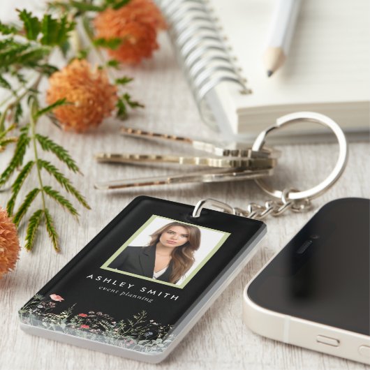 Black Wildflower Meadow Medewerker ID Sleutelhanger (Voorkant Rechts)