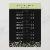 Black Wildflower Meadow Prijs Menu (Achterkant)