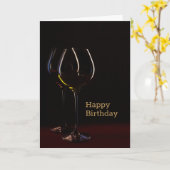 Black Wine Glass Happy Birthday Kaart (Gele Bloem)