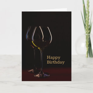 Black Wine Glass Happy Birthday Kaart