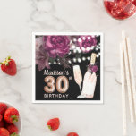 Black Wine Luxury 30th Birthday - persoonlijk Servet<br><div class="desc">Roos Wine Luxury Birthday-ontwerp. Overeenkomende producten zijn te vinden in collectie met fijne wijn.</div>