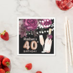 Black Wine Luxury 40th Birthday - persoonlijk Servet<br><div class="desc">Roos Wine Luxury Birthday-ontwerp. Overeenkomende producten zijn te vinden in collectie met fijne wijn.</div>