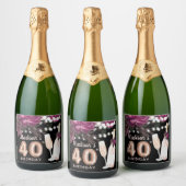 Black Wine Luxury 40th Birthday - persoonlijk Sparkling Wijnetiket (Flessen)