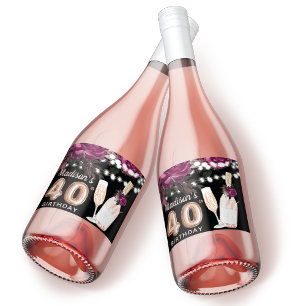 Black Wine Luxury 40th Birthday - persoonlijk Sparkling Wijnetiket