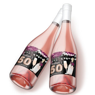 Black Wine Luxury 50th Birthday - persoonlijk Sparkling Wijnetiket