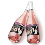 Black Wine Luxury 60th Birthday - persoonlijk Sparkling Wijnetiket<br><div class="desc">Roos Wine Luxury Birthday-ontwerp. Overeenkomende producten zijn te vinden in collectie met fijne wijn.</div>