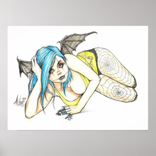 Black Winged Succubus Poster