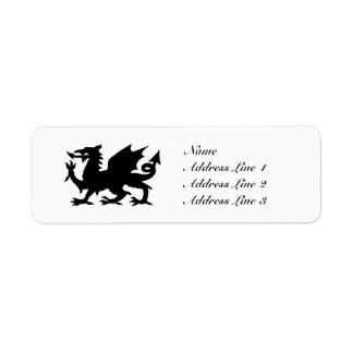 Black Winged Wales Dragon Adreslabel of Label