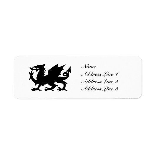 Black Winged Wales Dragon Adreslabel of Label (Voorkant)