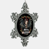 Black Wings Kerst Engel Tin Sneeuwvlok Ornament (Links)