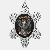 Black Wings Kerst Engel Tin Sneeuwvlok Ornament (Rechts)