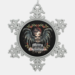 Black Wings Kerst Engel Tin Sneeuwvlok Ornament