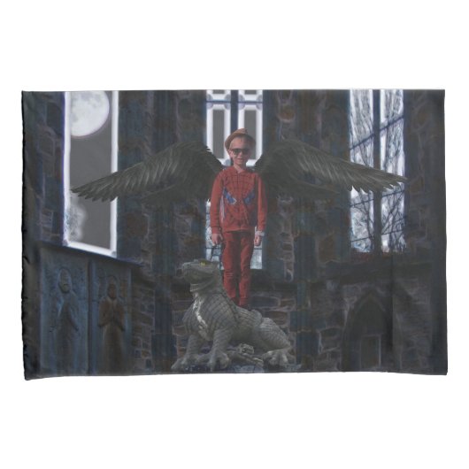 Black Wings Kussensloop (Voorkant-Rechts)