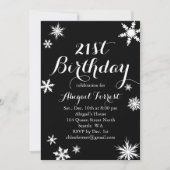 Black Winter 21st Birthday Invitation Kaart (Voorkant)