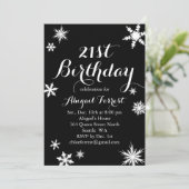 Black Winter 21st Birthday Invitation Kaart (Staand voorkant)