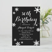 Black Winter 30th Birthday Invitation Kaart (Staand voorkant)