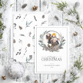 Black Winter Berry Wreath Merry kerstfoto Ho Feestdagenkaart