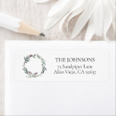 Black Winter Botanical Wreatreturn Address Label (Insitu)