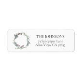 Black Winter Botanical Wreatreturn Address Label (Voorkant)