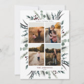 Black Winter Botanicals 4 Photo Holiday Kaart (Voorkant)