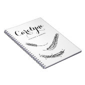 Black Winter Feathers Calligrafie gepersonaliseerd Notitieboek (Rechterzijde)