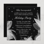 Black Winter White Feathers Holiday Invitation Kaart (Voorkant / Achterkant)