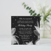 Black Winter White Feathers Holiday Invitation Kaart (Staand voorkant)
