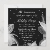 Black Winter White Feathers Holiday Invitation Kaart (Voorkant)