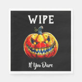 Black Wipe If You Dare Halloween Smiling Pumpkin Servet (Voorkant)