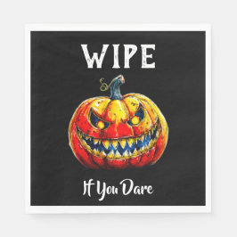 Black Wipe If You Dare Halloween Smiling Pumpkin Servet